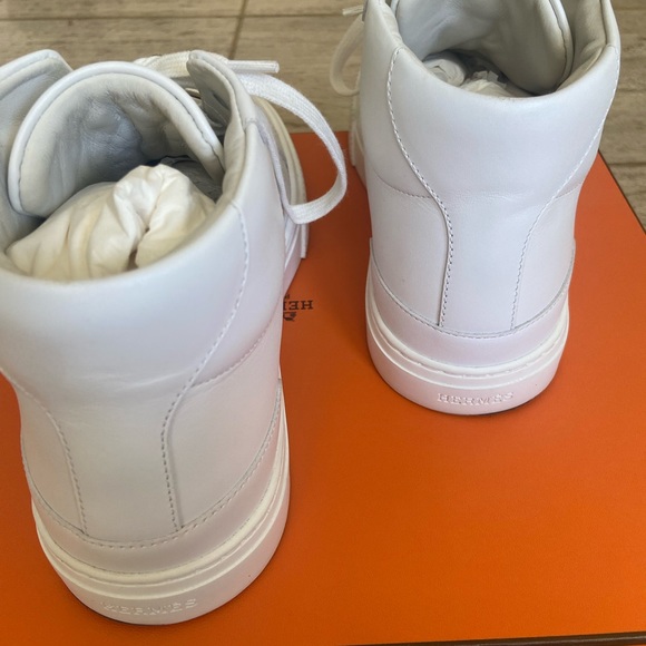 Hermes Daydream Kelly High Top Sneaker Tennis Shoes White Size 38 With Silver - Picture 4 of 11